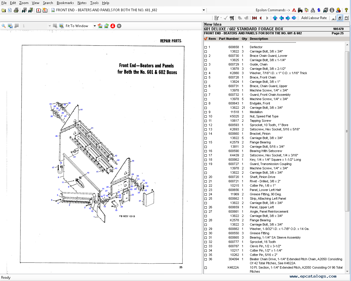 New idea 5409 disc mower parts diagram breakdown